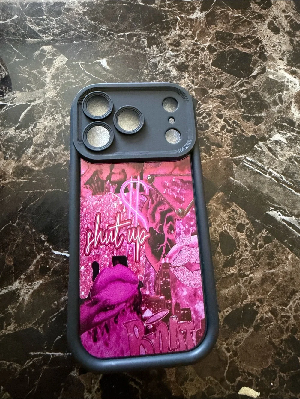 Stylish Pink Graphic Phone Case for iPhone - Bold Hot Pink Design